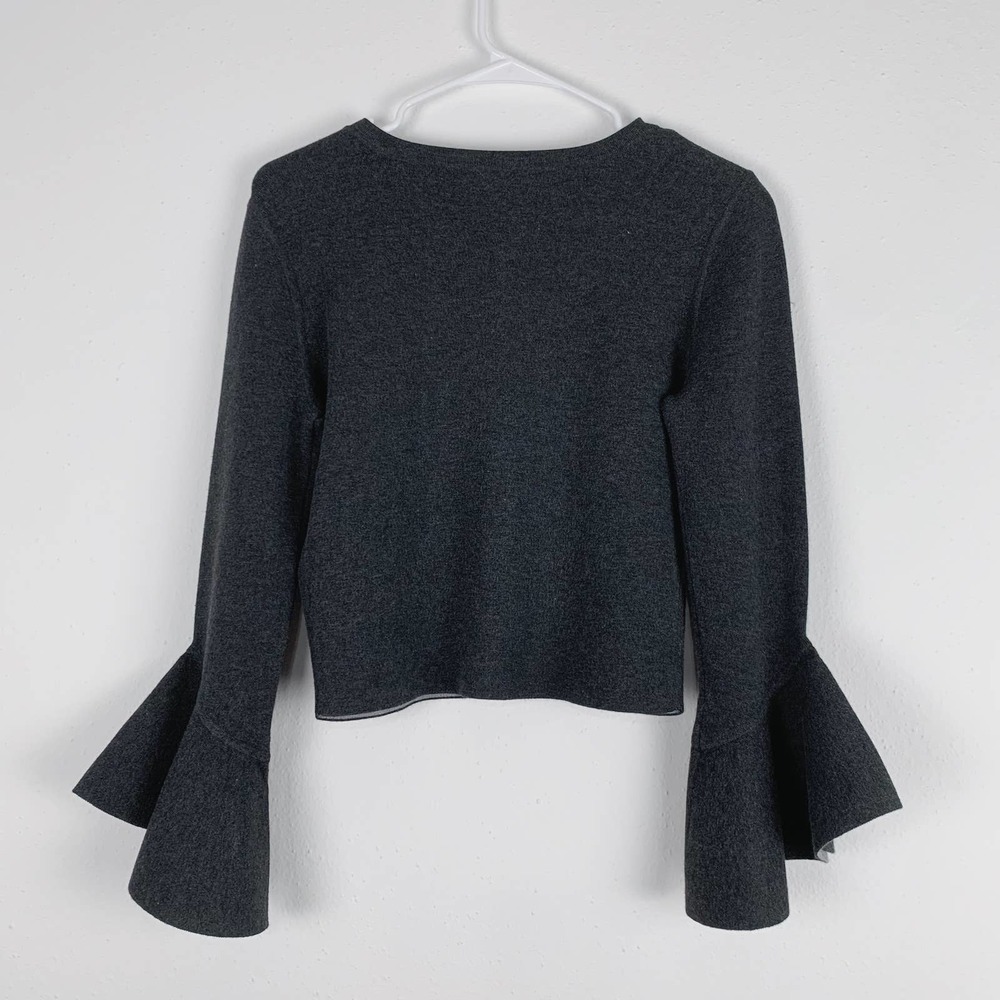 Milly Gray Knit Bell Sleeve Cardigan Size M - Picture 4 of 6